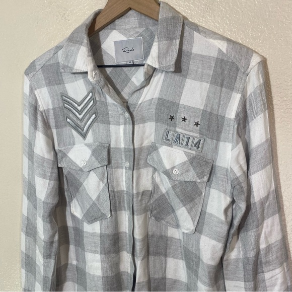 Rails Pepper Military Plaid Shirt Size XS Rayon Button Down Flannel Top - Picture 5 of 9